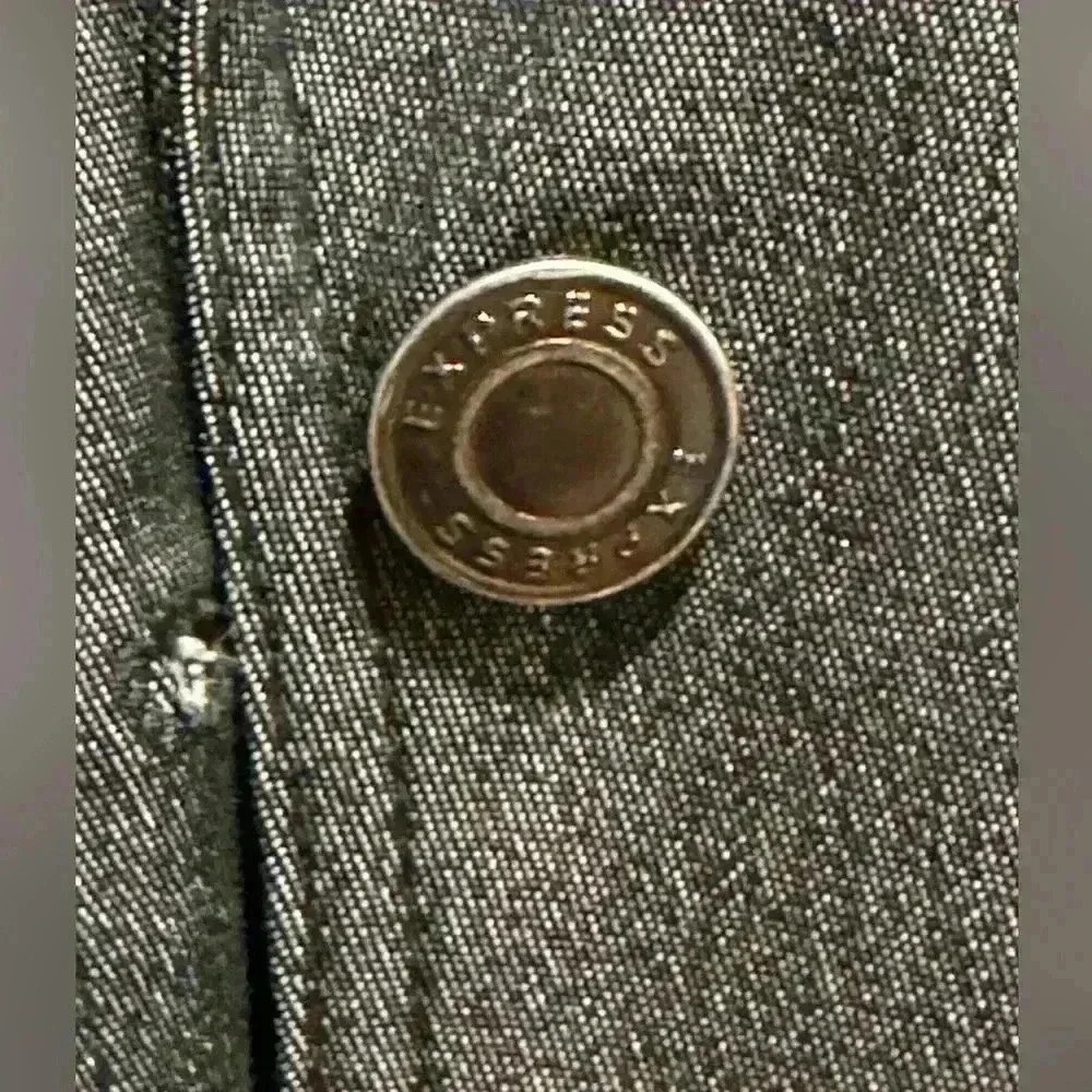 Express Stretch 3/4 Length Lined Button Up Gray J… - image 6